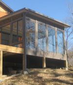 <p>Just completed &ndash; in the new earthstone color &ndash; a three season sunroom with studio roof on a raised foundation.<br>
&nbsp;</p>
