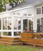 <p>This year round vinyl sunroom will be an extension of the Brownhughes&rsquo; home whatever the weather! Slightly raised, it was installed immediately off the kitchen &ndash; better than a breakfast nook!</p>

