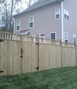 Board & Balustrade Privacy Fence with Decorative Post Caps